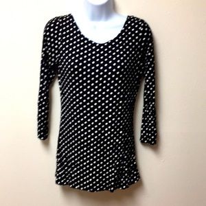 Black and white polkadot spandex dress shirt